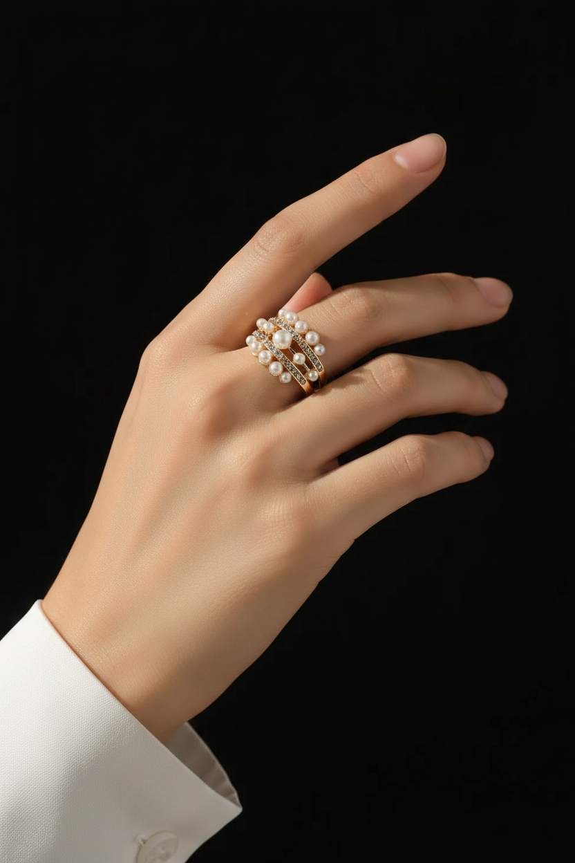 Luna Pearl Open Ring