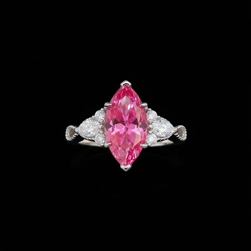 Aurora Royale 5CT Pink Moissanite Ring Top Down View