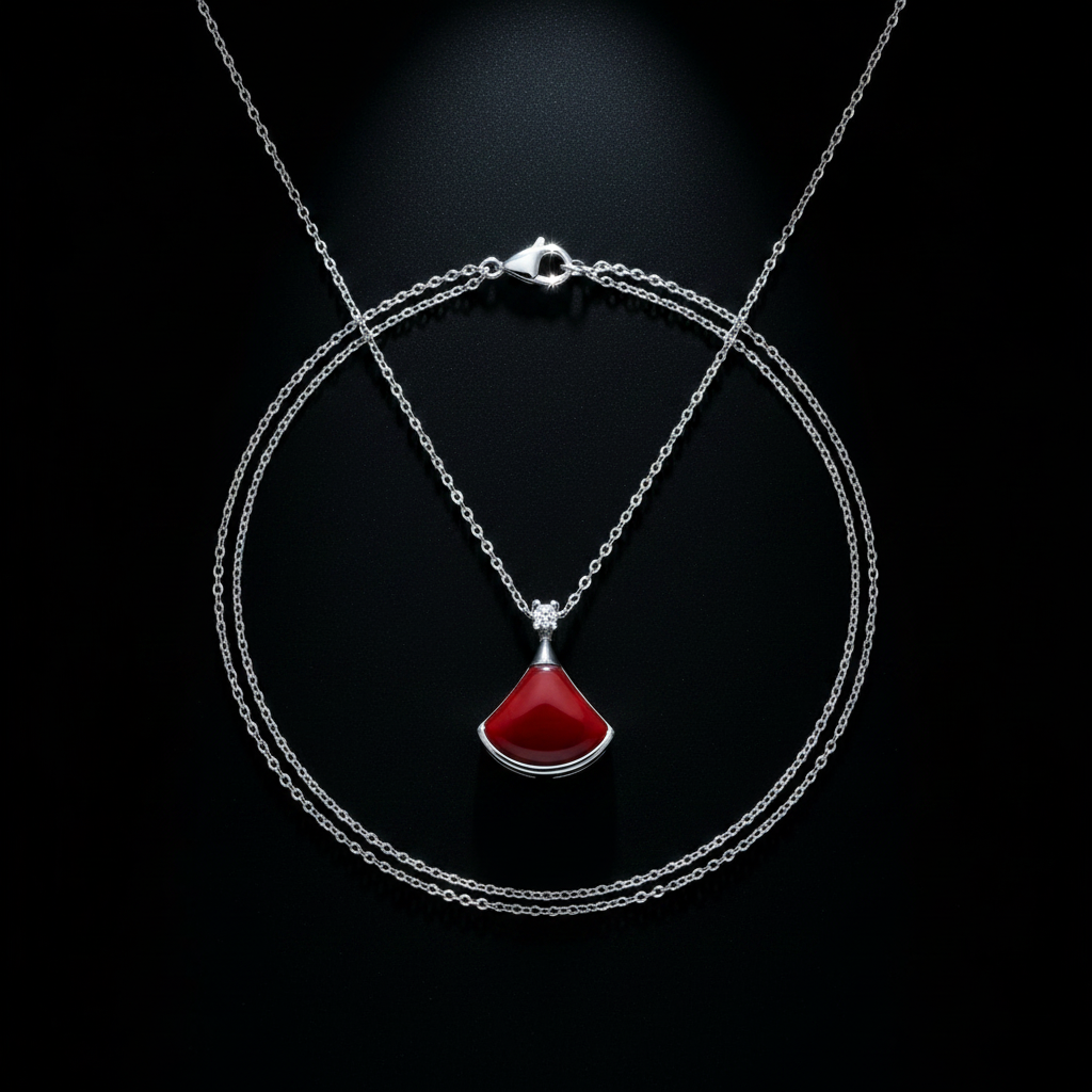 Red Flame Fan Necklace