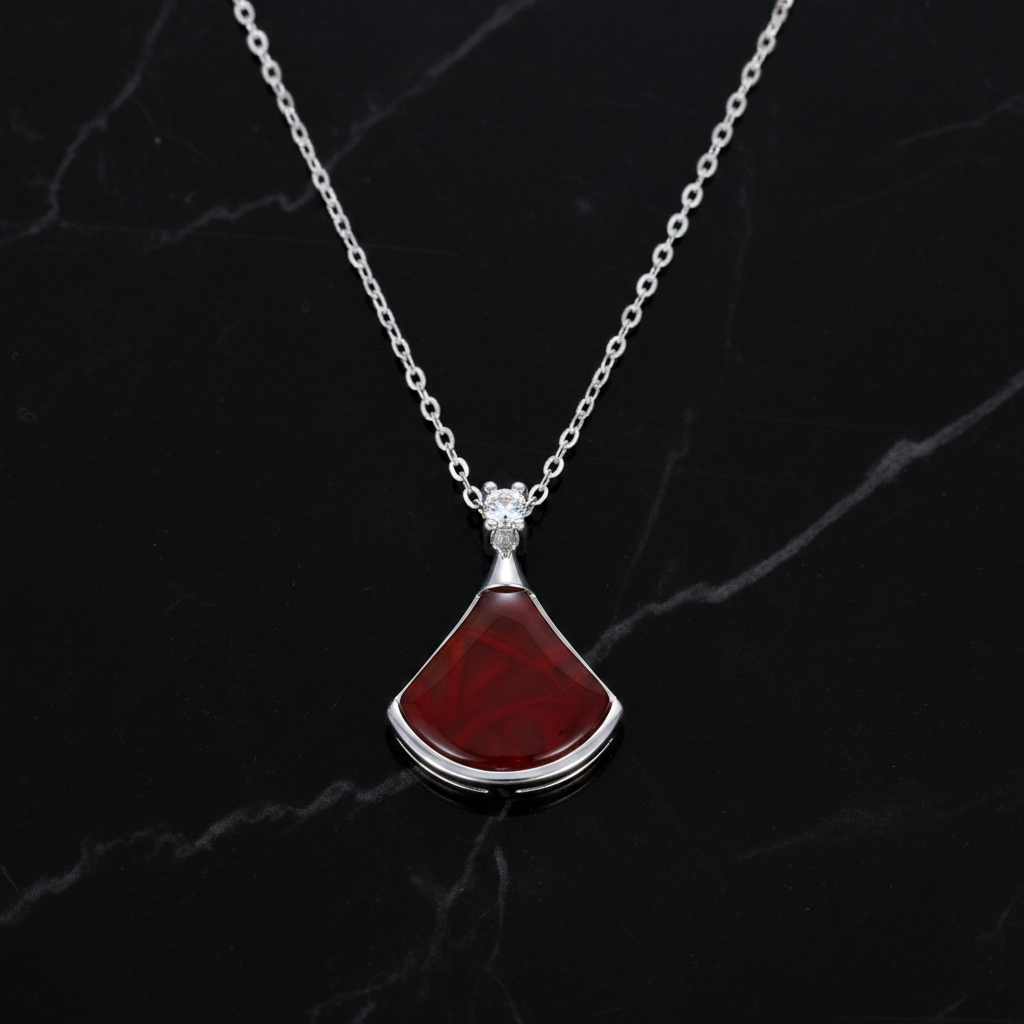 Red Flame Fan Necklace