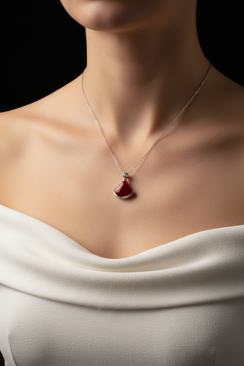 Red Flame Fan Necklace