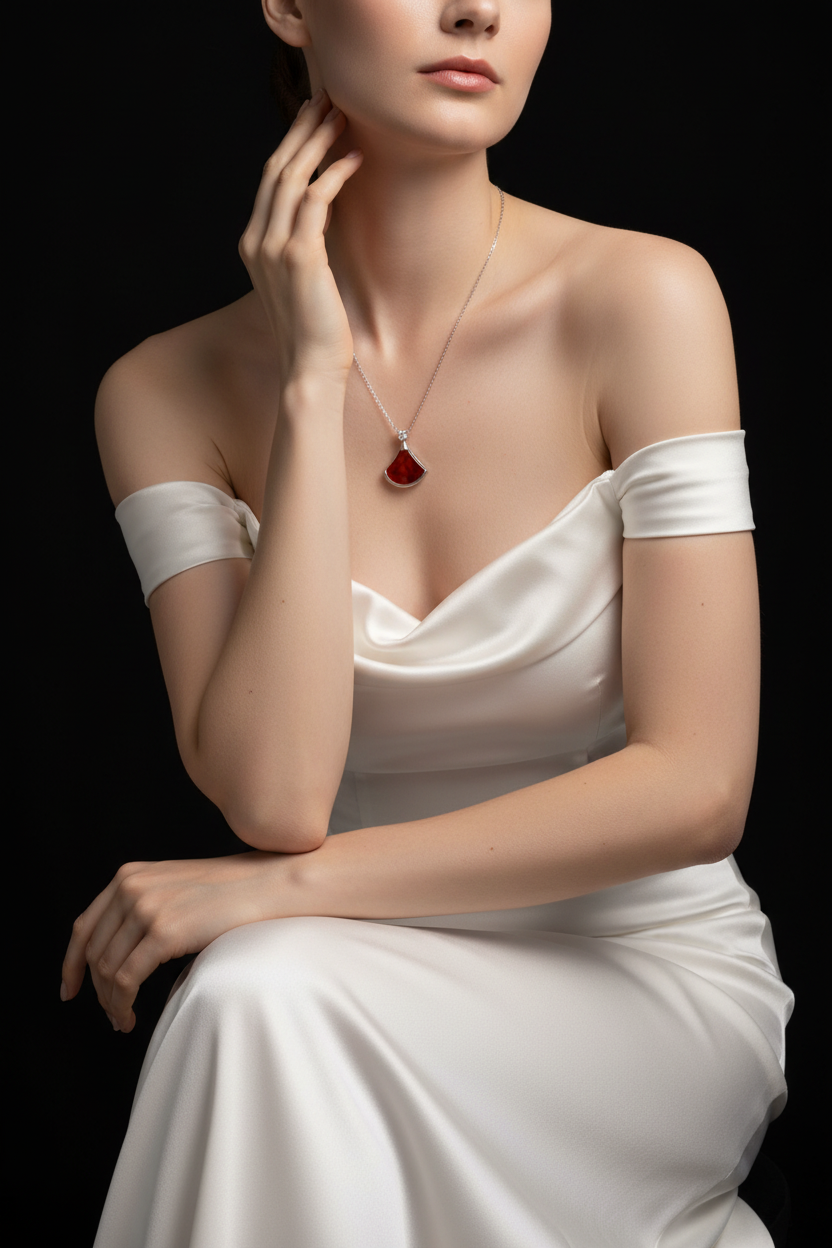 Red Flame Fan Necklace